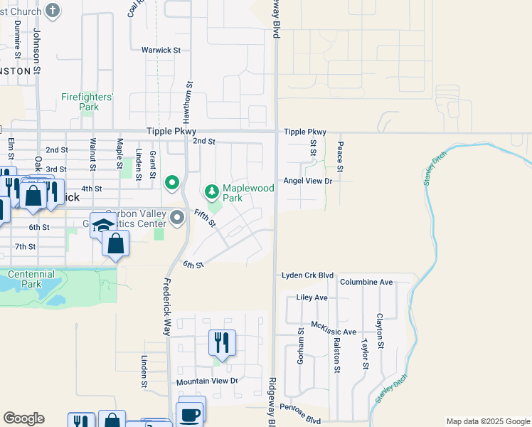 map of restaurants, bars, coffee shops, grocery stores, and more near 6638 Catalpa Circle in Frederick