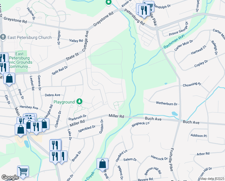 map of restaurants, bars, coffee shops, grocery stores, and more near Republic Terrace in Lancaster County