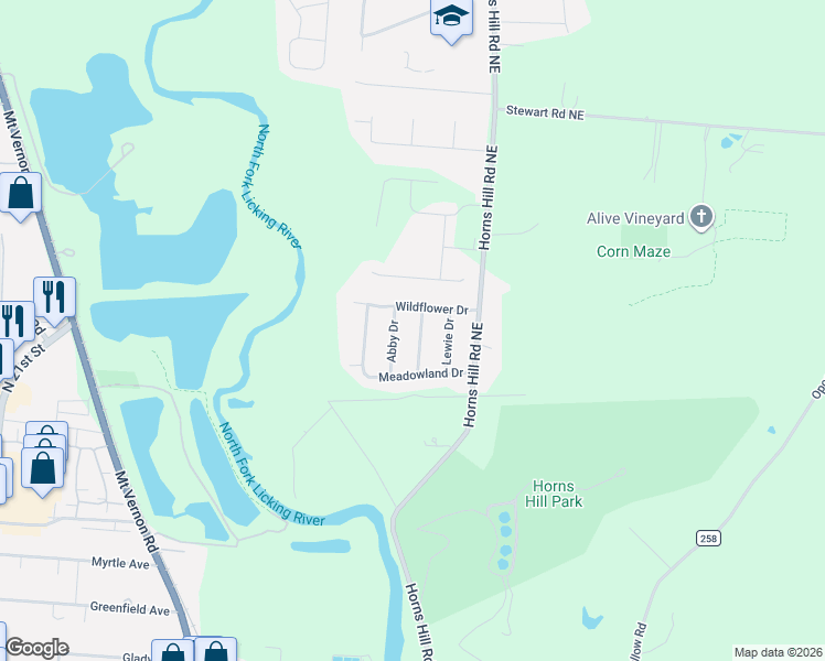 map of restaurants, bars, coffee shops, grocery stores, and more near 1658 Carolina Drive in Newark