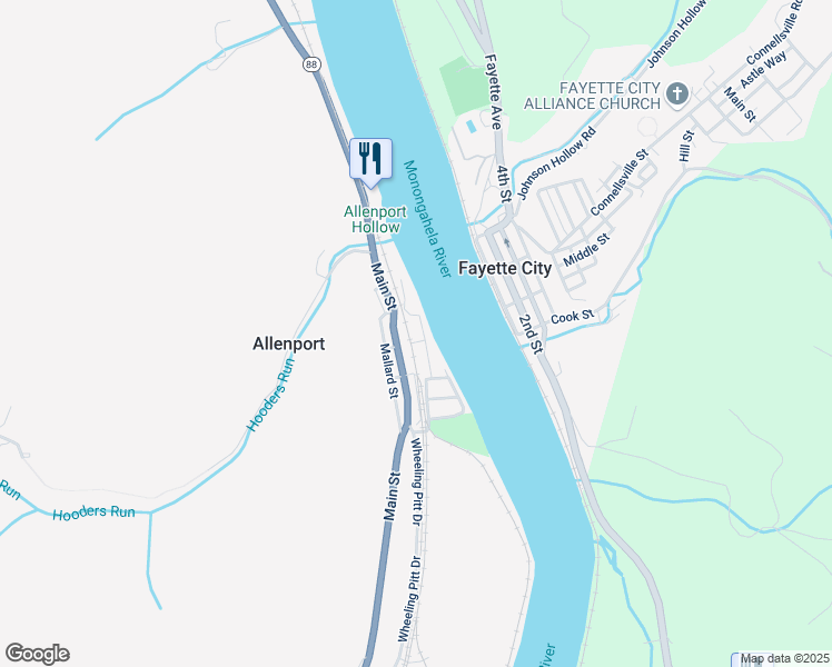 map of restaurants, bars, coffee shops, grocery stores, and more near 17 Middle Street in Allenport