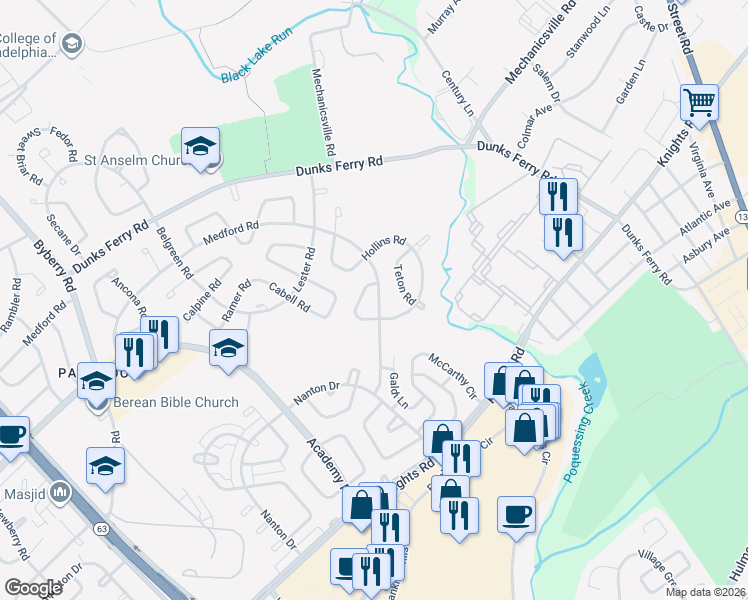 map of restaurants, bars, coffee shops, grocery stores, and more near 3425 Vinton Road in Philadelphia