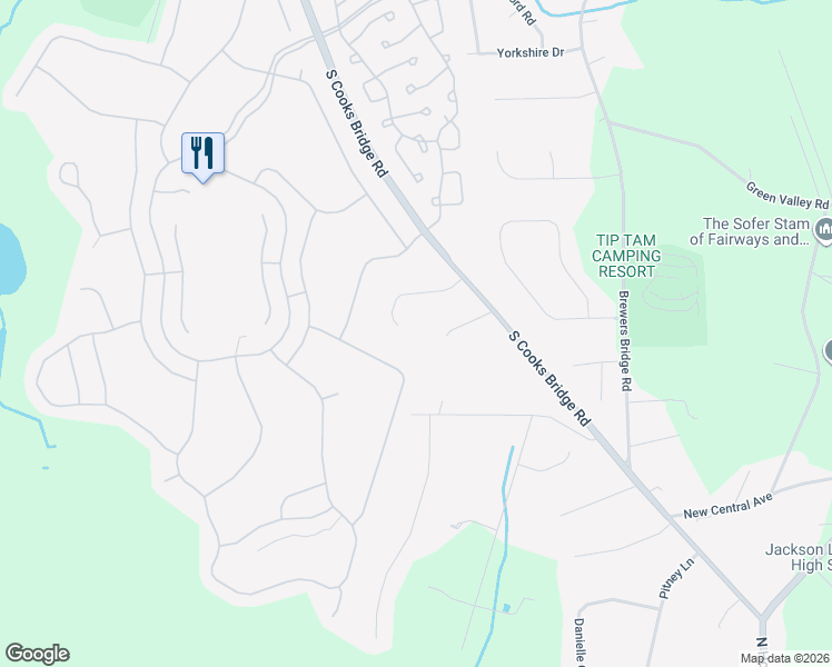 map of restaurants, bars, coffee shops, grocery stores, and more near 35 Crooked Stick Road in Jackson Township