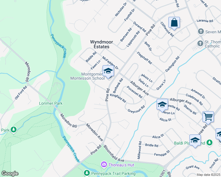 map of restaurants, bars, coffee shops, grocery stores, and more near 9205 Pine Road in Philadelphia