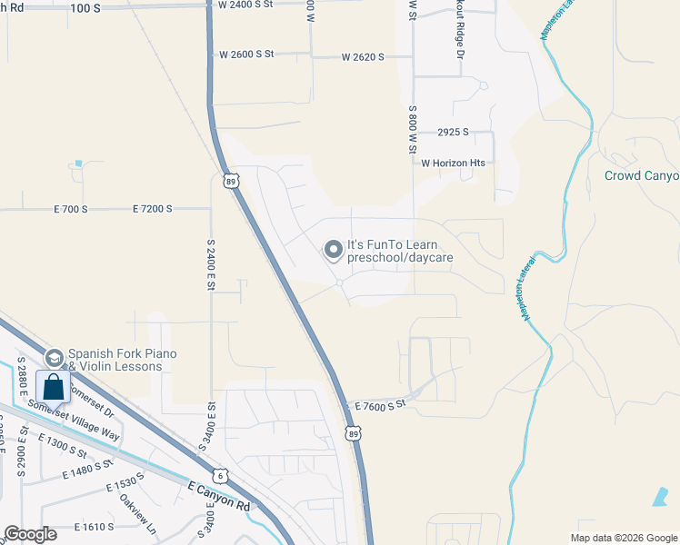 map of restaurants, bars, coffee shops, grocery stores, and more near 3583 Mapleton Heights Drive in Springville