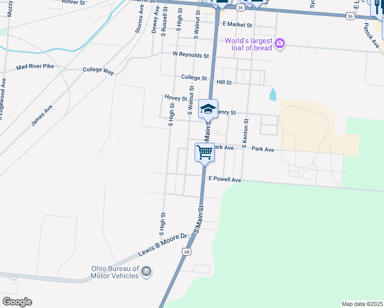 map of restaurants, bars, coffee shops, grocery stores, and more near 854 South Main Street in Urbana