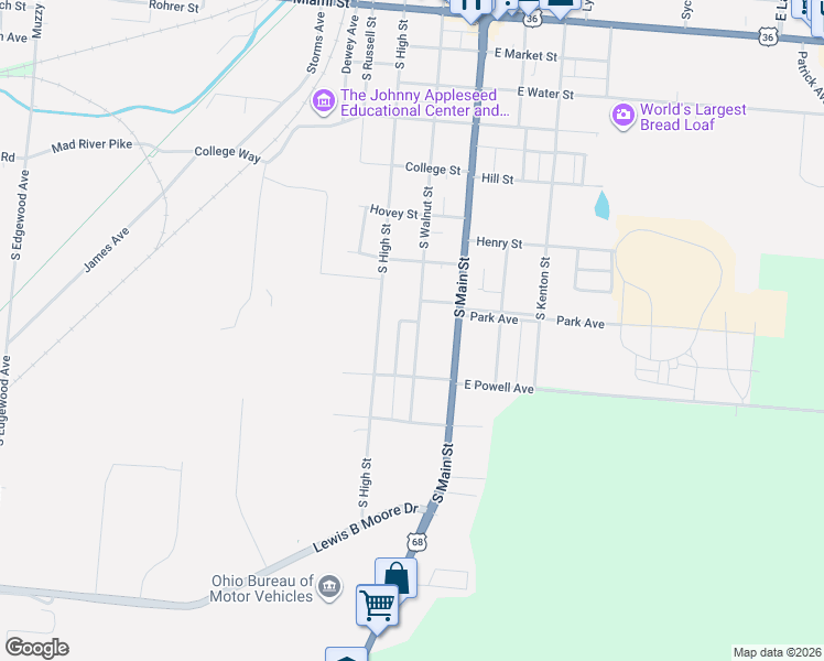 map of restaurants, bars, coffee shops, grocery stores, and more near 854 South Walnut Street in Urbana