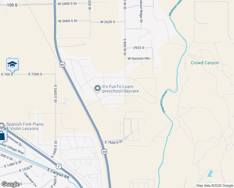 map of restaurants, bars, coffee shops, grocery stores, and more near S 800 W St in Mapleton