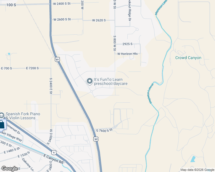 map of restaurants, bars, coffee shops, grocery stores, and more near 3482 South Sugar Maple Court in Mapleton