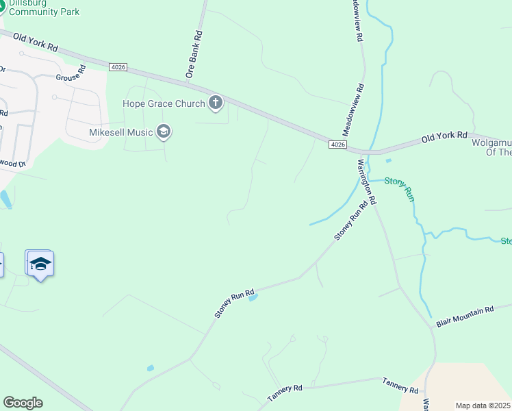 map of restaurants, bars, coffee shops, grocery stores, and more near 12 Mandy Lane in Dillsburg