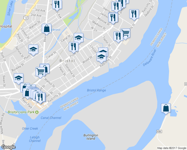 map of restaurants, bars, coffee shops, grocery stores, and more near 916 Radcliffe Street in Bristol