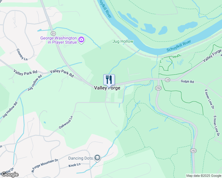 map of restaurants, bars, coffee shops, grocery stores, and more near 1870 Valley Forge Road in Valley Forge
