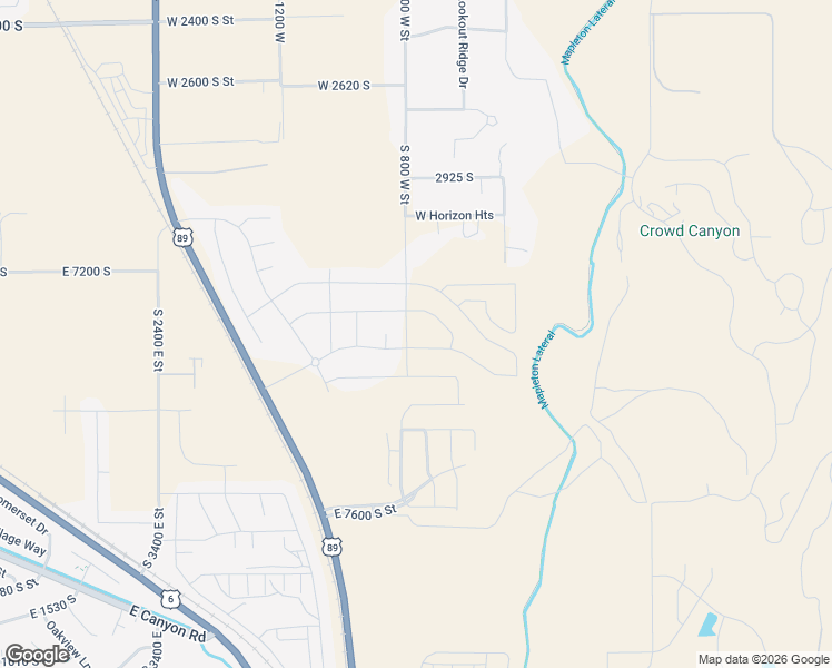 map of restaurants, bars, coffee shops, grocery stores, and more near South 2800 East in Mapleton