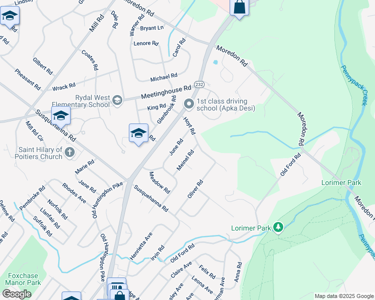 map of restaurants, bars, coffee shops, grocery stores, and more near 1263 June Road in Montgomery County