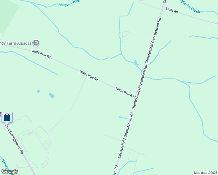 map of restaurants, bars, coffee shops, grocery stores, and more near 36 White Pine Road in Chesterfield Township