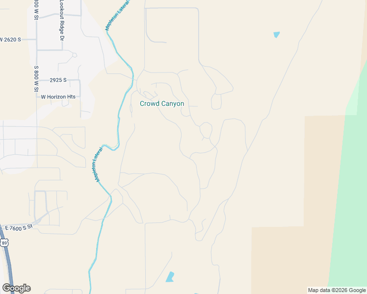 map of restaurants, bars, coffee shops, grocery stores, and more near 3513 South Mapleton Heights Drive in Springville