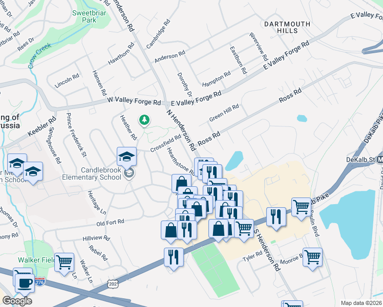 map of restaurants, bars, coffee shops, grocery stores, and more near 300 Marielle Drive in King of Prussia