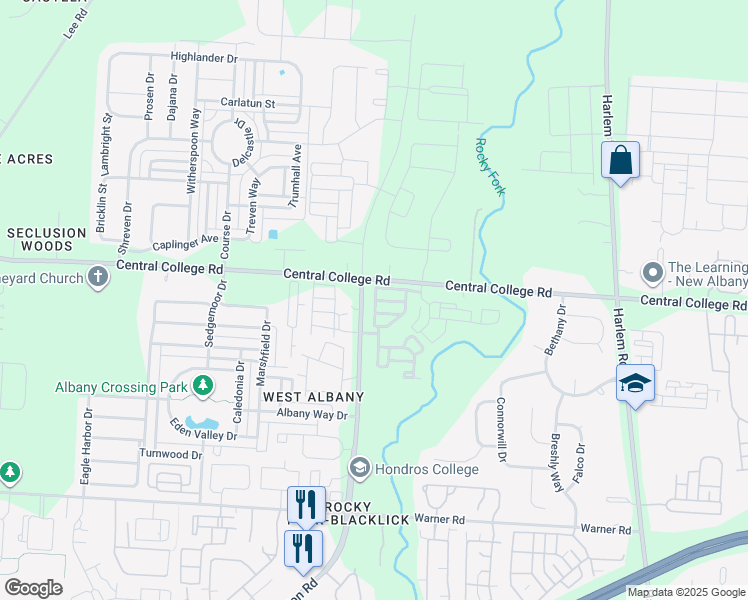 map of restaurants, bars, coffee shops, grocery stores, and more near 6788 North Hamilton Road in Westerville