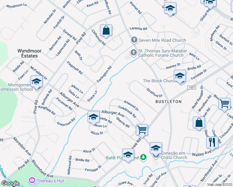 map of restaurants, bars, coffee shops, grocery stores, and more near 704 Sharon Lane in Philadelphia