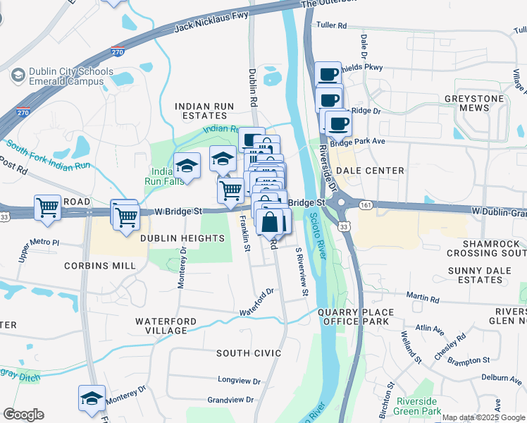 map of restaurants, bars, coffee shops, grocery stores, and more near in Dublin