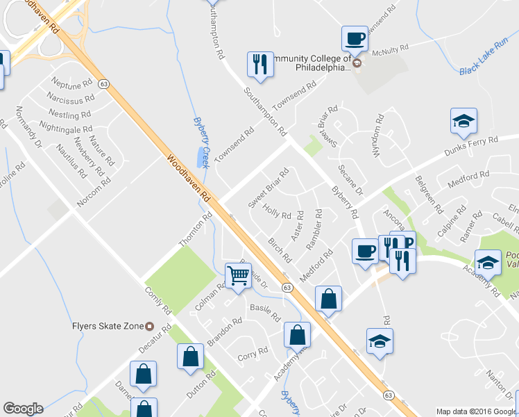 map of restaurants, bars, coffee shops, grocery stores, and more near 3110 Holly Road in Philadelphia