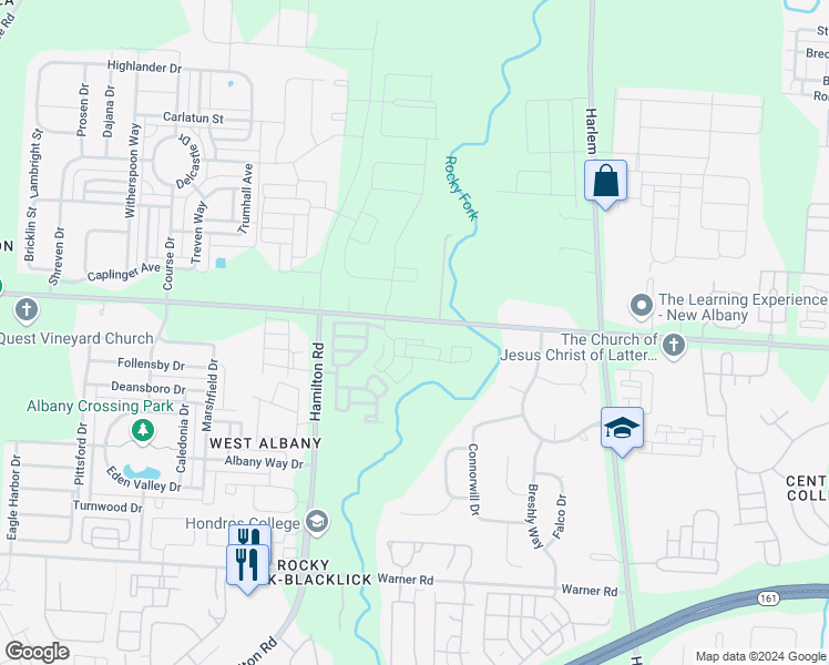 map of restaurants, bars, coffee shops, grocery stores, and more near 5403 Central College Road in Westerville