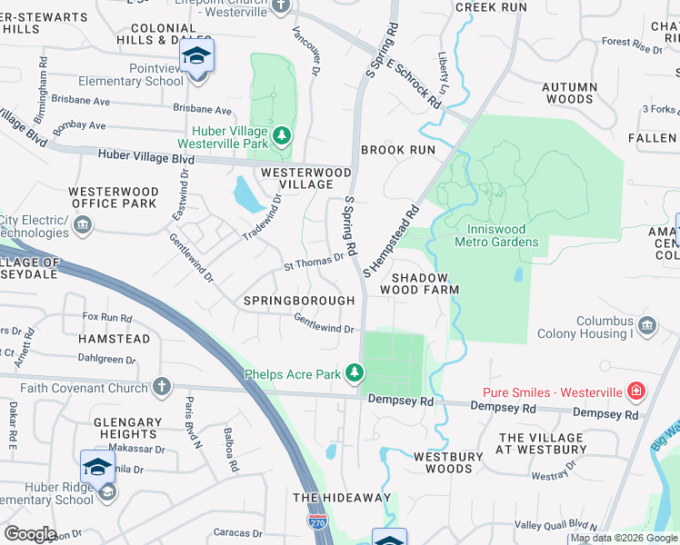 map of restaurants, bars, coffee shops, grocery stores, and more near 978 Timberbank Drive in Westerville