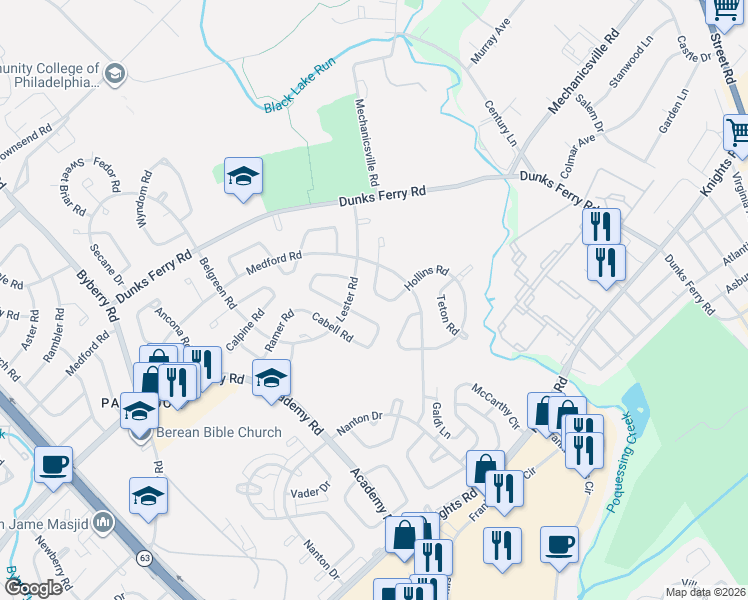 map of restaurants, bars, coffee shops, grocery stores, and more near 3330 Gurley Road in Philadelphia