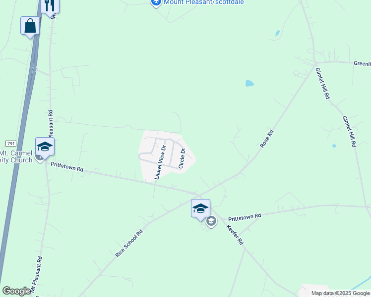 map of restaurants, bars, coffee shops, grocery stores, and more near 238 Circle Drive in Mount Pleasant