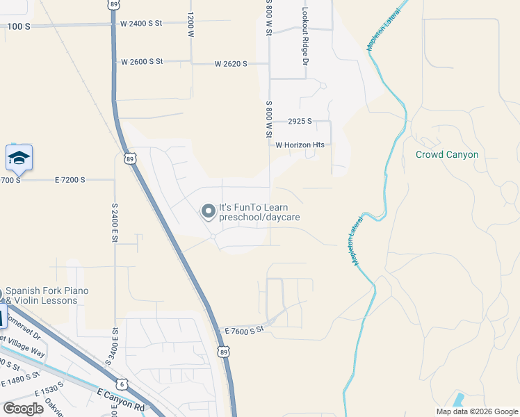 map of restaurants, bars, coffee shops, grocery stores, and more near 831 West Rock Ridge Drive in Mapleton