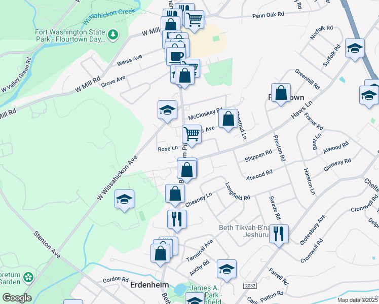 map of restaurants, bars, coffee shops, grocery stores, and more near in Montgomery County