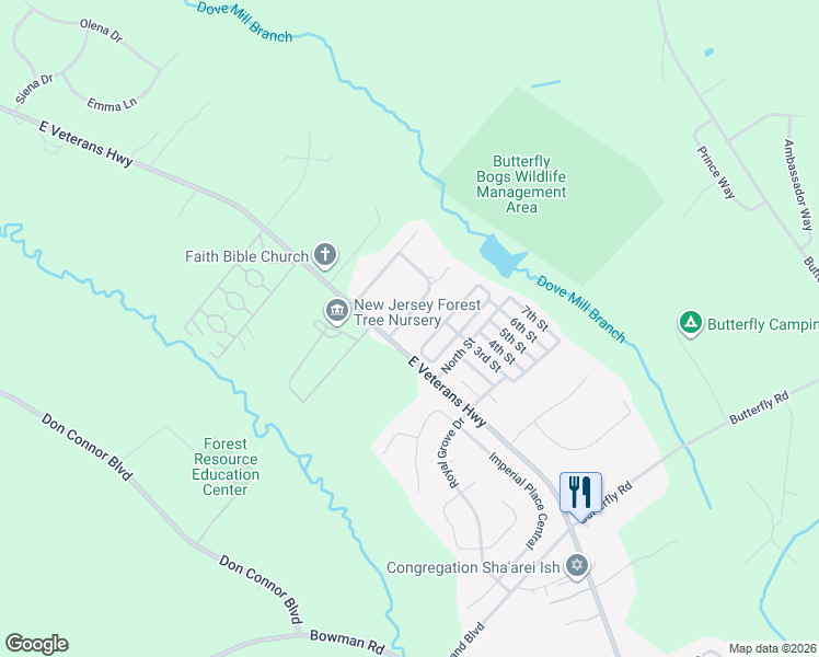 map of restaurants, bars, coffee shops, grocery stores, and more near 3 Hummingbird Way in Jackson Township