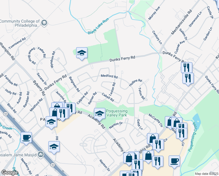map of restaurants, bars, coffee shops, grocery stores, and more near 12718 Elnora Road in Philadelphia
