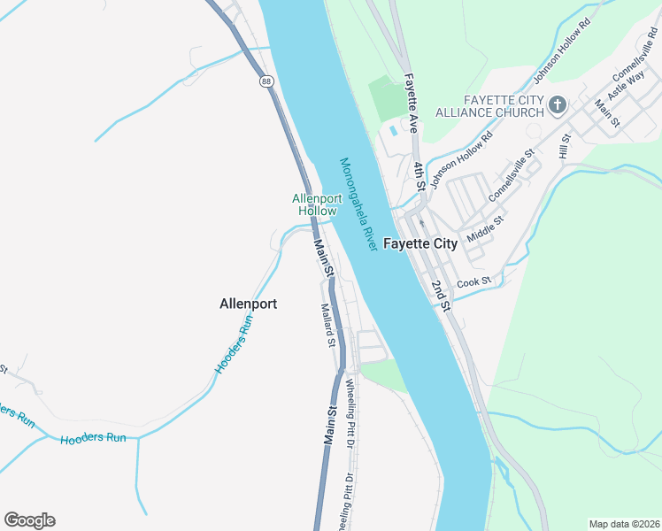 map of restaurants, bars, coffee shops, grocery stores, and more near 1898 Pennsylvania 88 in Allenport