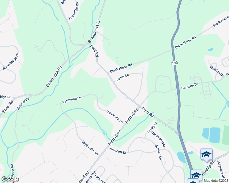 map of restaurants, bars, coffee shops, grocery stores, and more near 461 Font Road in Downingtown