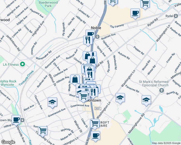 map of restaurants, bars, coffee shops, grocery stores, and more near in Montgomery County