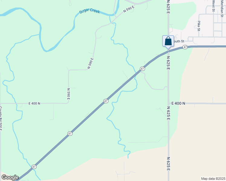 map of restaurants, bars, coffee shops, grocery stores, and more near 4024 Indiana 47 in Crawfordsville