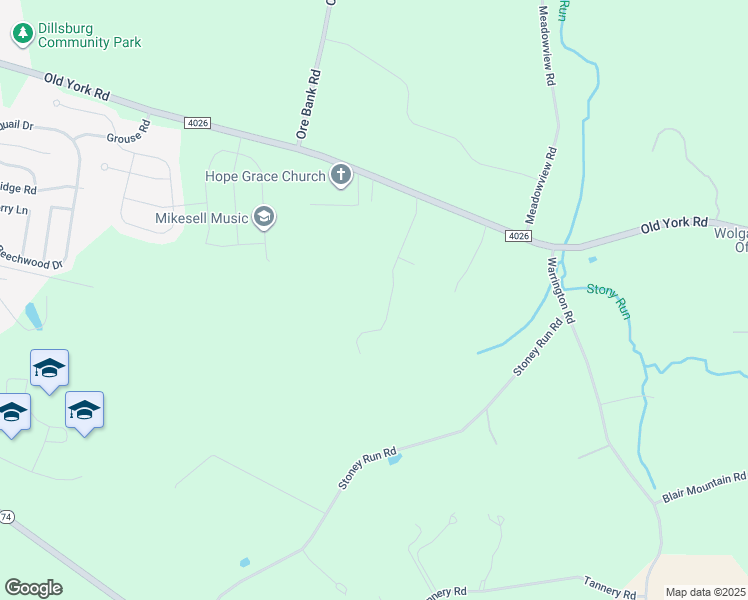 map of restaurants, bars, coffee shops, grocery stores, and more near 13 Mandy Lane in Dillsburg