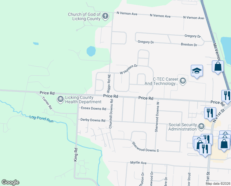 map of restaurants, bars, coffee shops, grocery stores, and more near 1485 West Quail Run Drive in Newark
