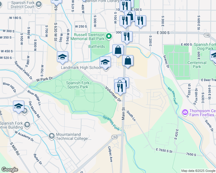 map of restaurants, bars, coffee shops, grocery stores, and more near 773 170 West in Spanish Fork