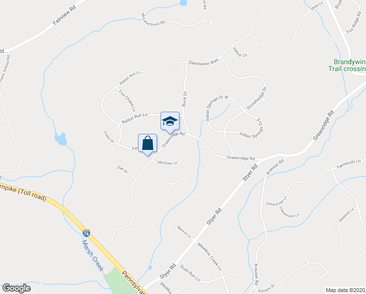 map of restaurants, bars, coffee shops, grocery stores, and more near 429 Greenridge Road in Glenmoore