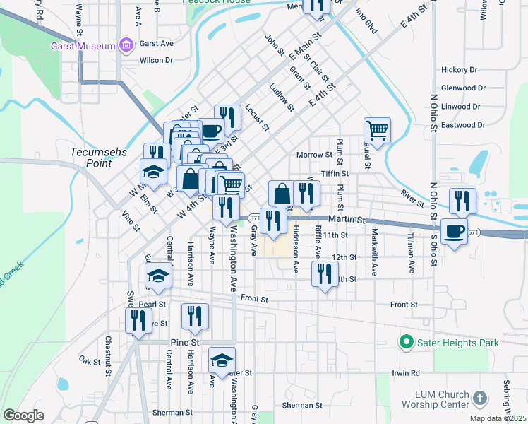 map of restaurants, bars, coffee shops, grocery stores, and more near 248 Martin Street in Greenville