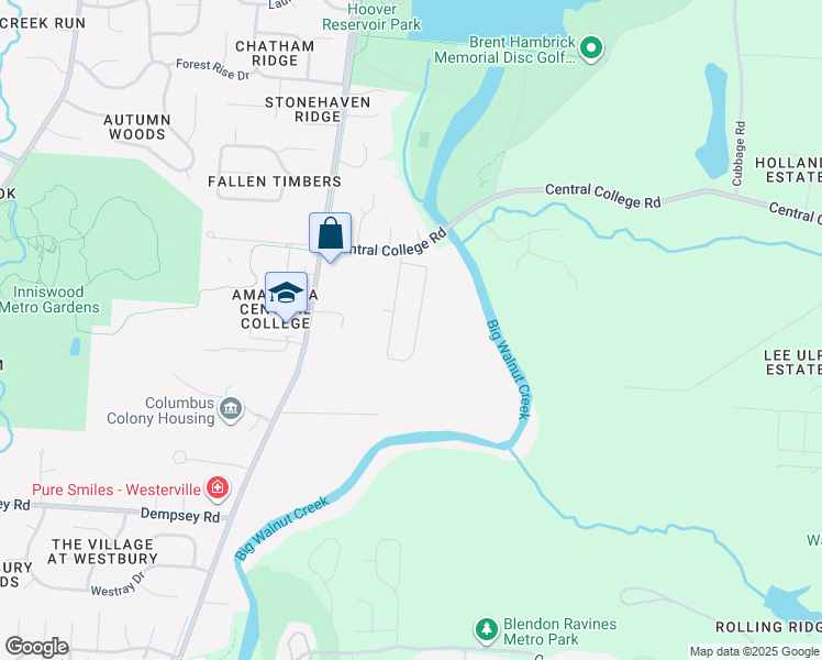 map of restaurants, bars, coffee shops, grocery stores, and more near 1383 Spagnol Lane in Westerville