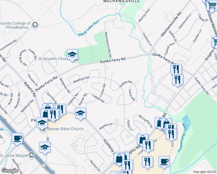 map of restaurants, bars, coffee shops, grocery stores, and more near 3330 Gurley Road in Philadelphia