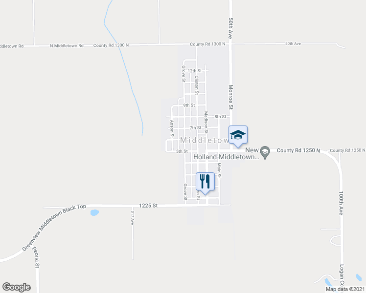 map of restaurants, bars, coffee shops, grocery stores, and more near 105 Grove Street in Middletown