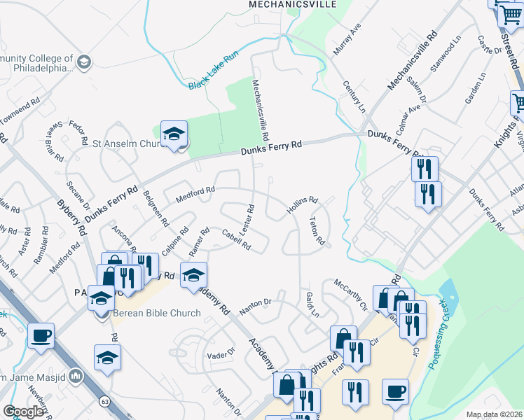 map of restaurants, bars, coffee shops, grocery stores, and more near 3330 Gurley Road in Philadelphia