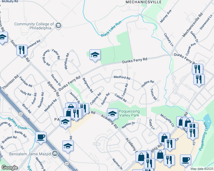 map of restaurants, bars, coffee shops, grocery stores, and more near 3335 Atmore Road in Philadelphia