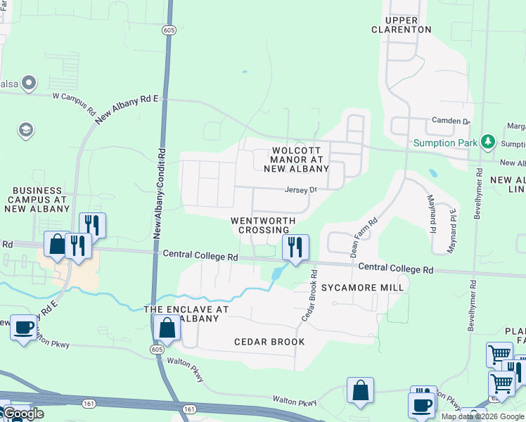 map of restaurants, bars, coffee shops, grocery stores, and more near 6842 Wardell Loop in New Albany