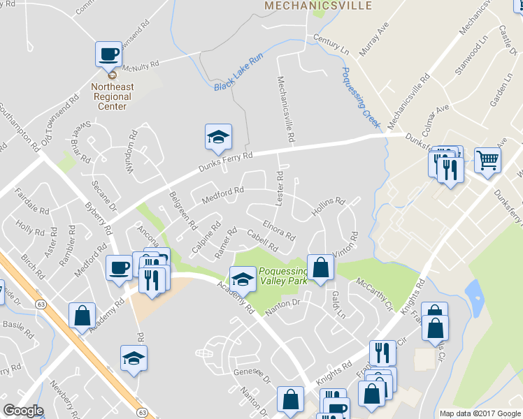 map of restaurants, bars, coffee shops, grocery stores, and more near 12719 Kenny Road in Philadelphia