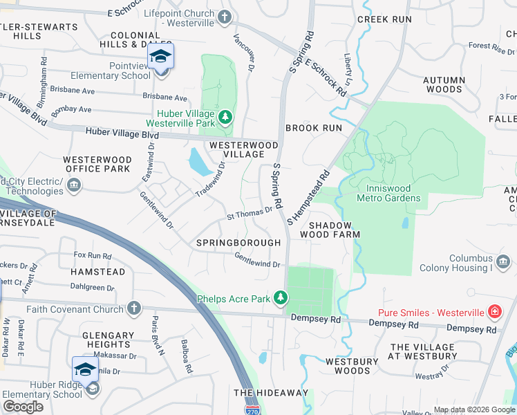 map of restaurants, bars, coffee shops, grocery stores, and more near 978 Timberbank Drive in Westerville