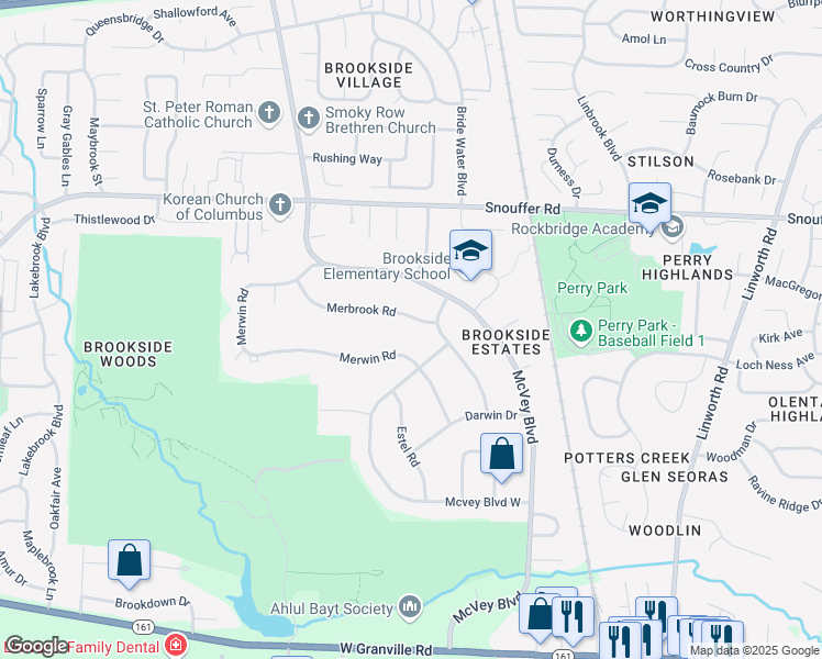 map of restaurants, bars, coffee shops, grocery stores, and more near in Columbus